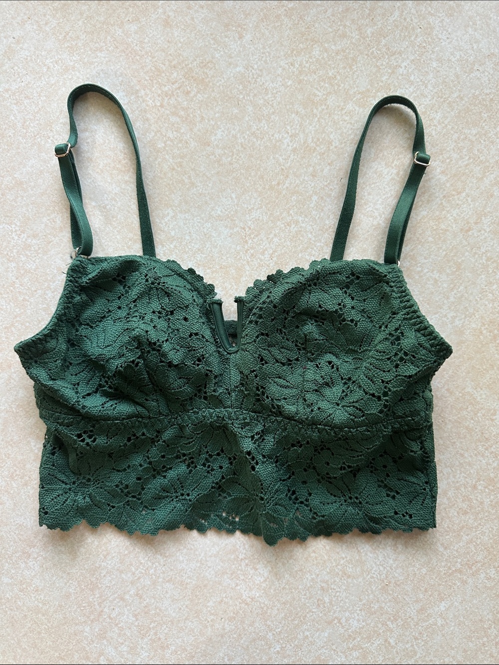 Victoria’s Secret PINK Emerald Green Lace Longline Bralette - XS
